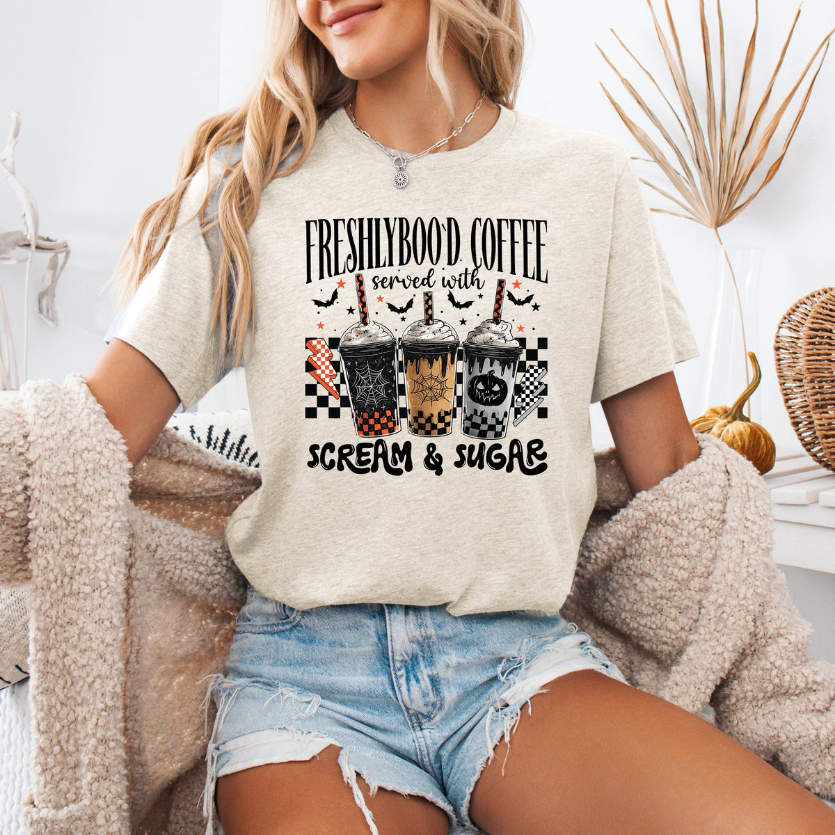 Freshly Boo'd Halloween Coffee Witch Spooky All Hallows' Night Edition Graphic Tee