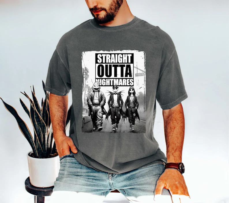 Straight Outta Nightmare Halloween T-Shirt – Funny Spooky Graphic Tee, Unisex Comfort Colors® Party Shirt